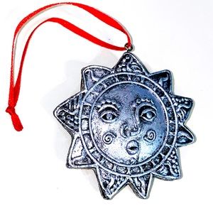 Silver southwest Sun Christmas ornament